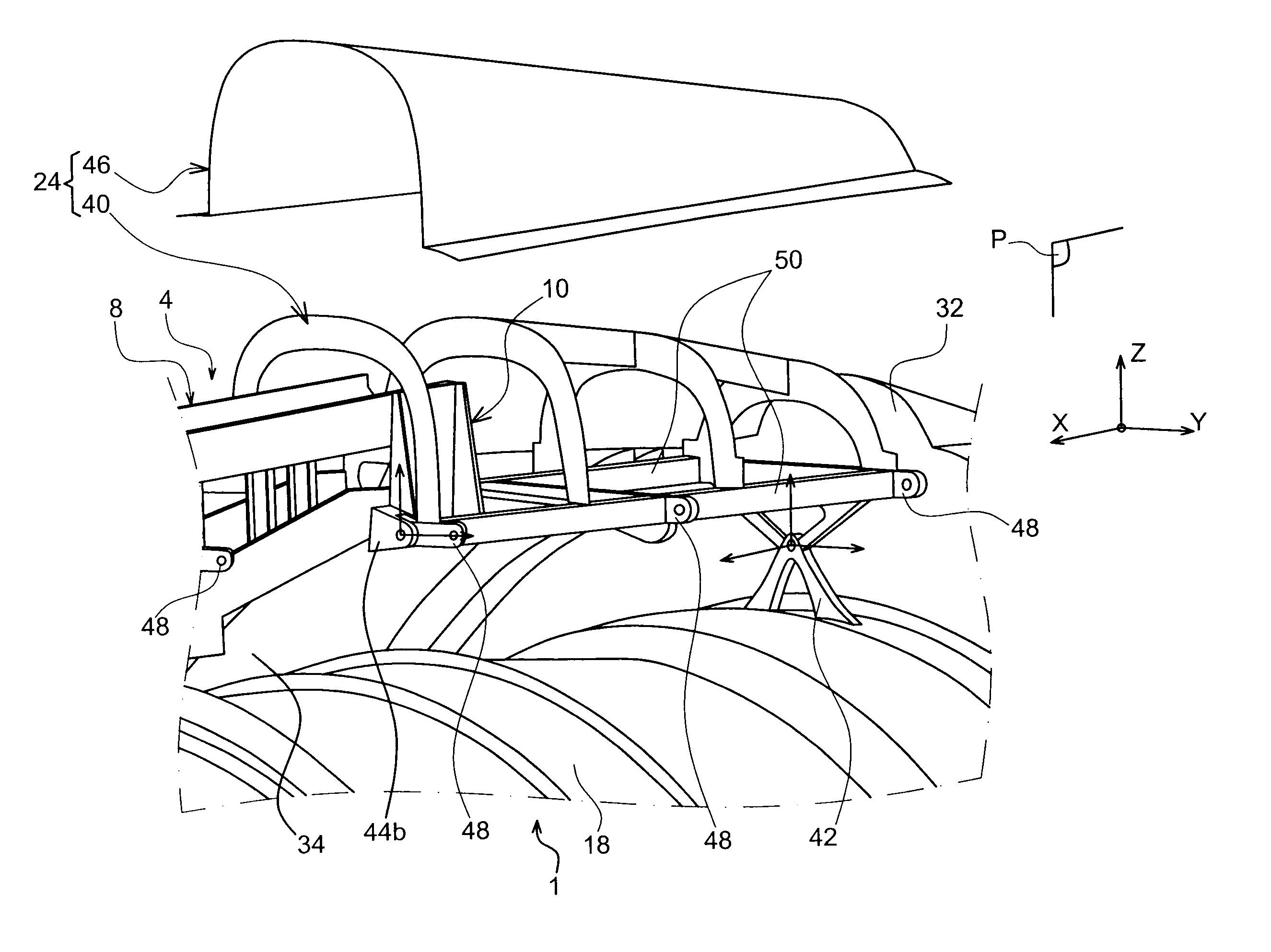 Aircraft engine assembly comprising a fan cowl-supporting cradle mounted on two separate elements
