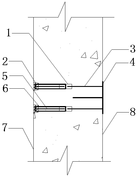 Reinforcing device of large size arc-shaped embedded part for fixation on outer wall of silo and use method