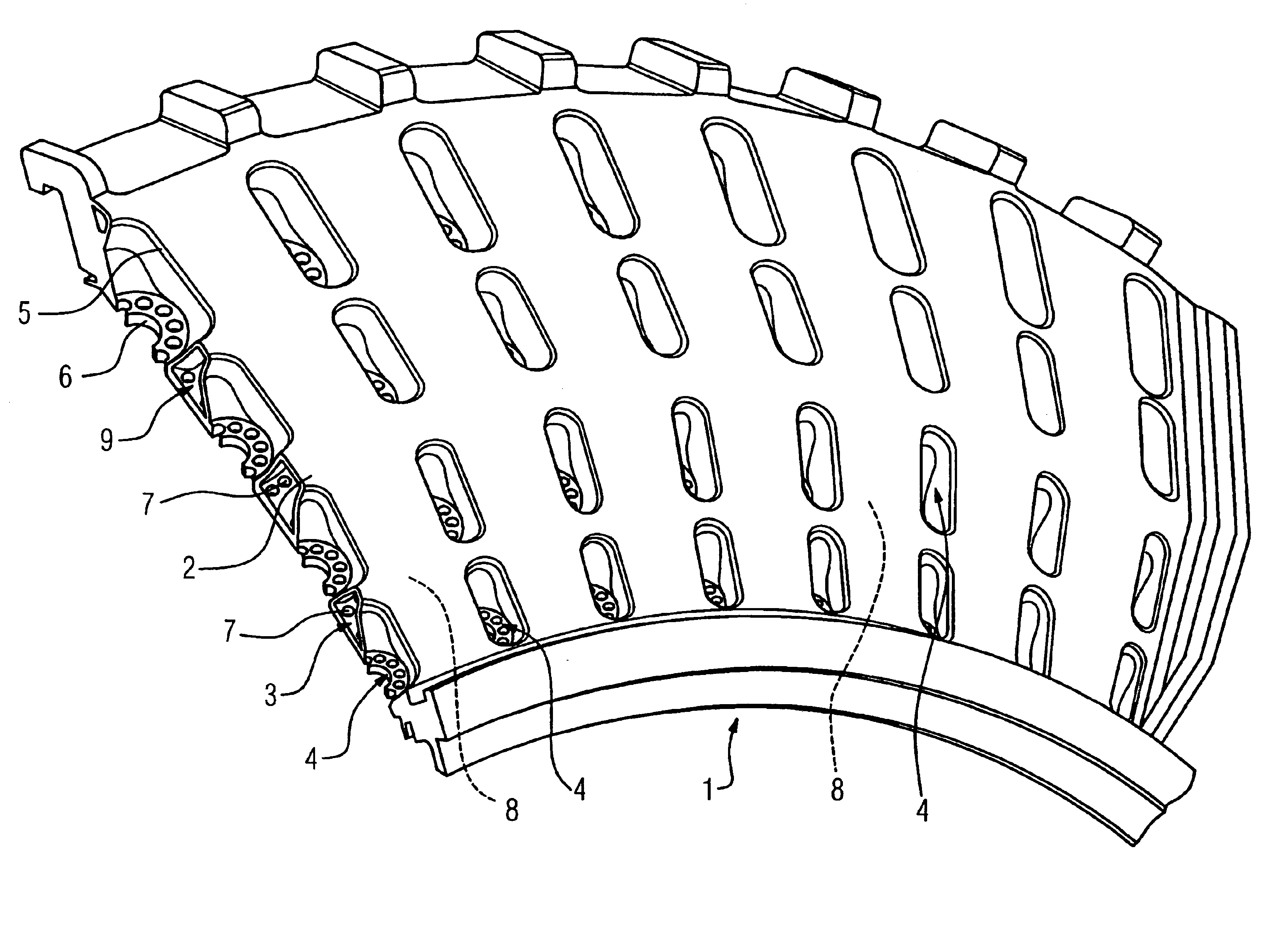 Combustion chamber with a closed cooling system for a turbine