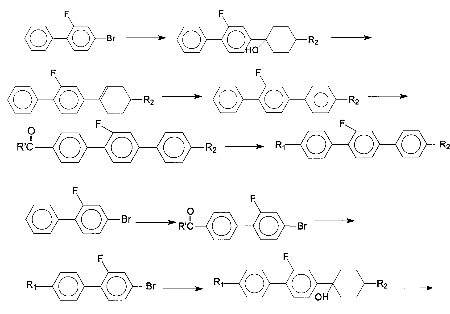 Method for synthesis of 2'-fluoro terphenyl liquid crystal