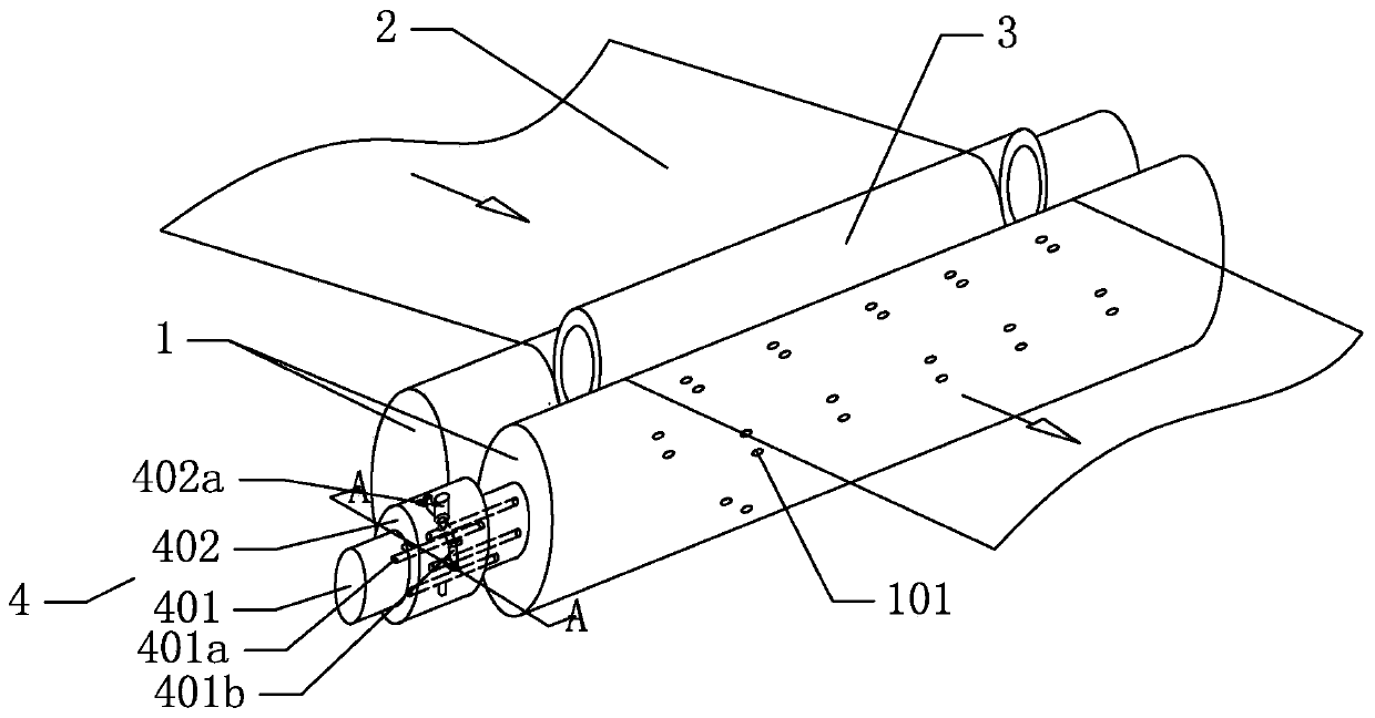 Rotary air blowing roller for assisting film rolling