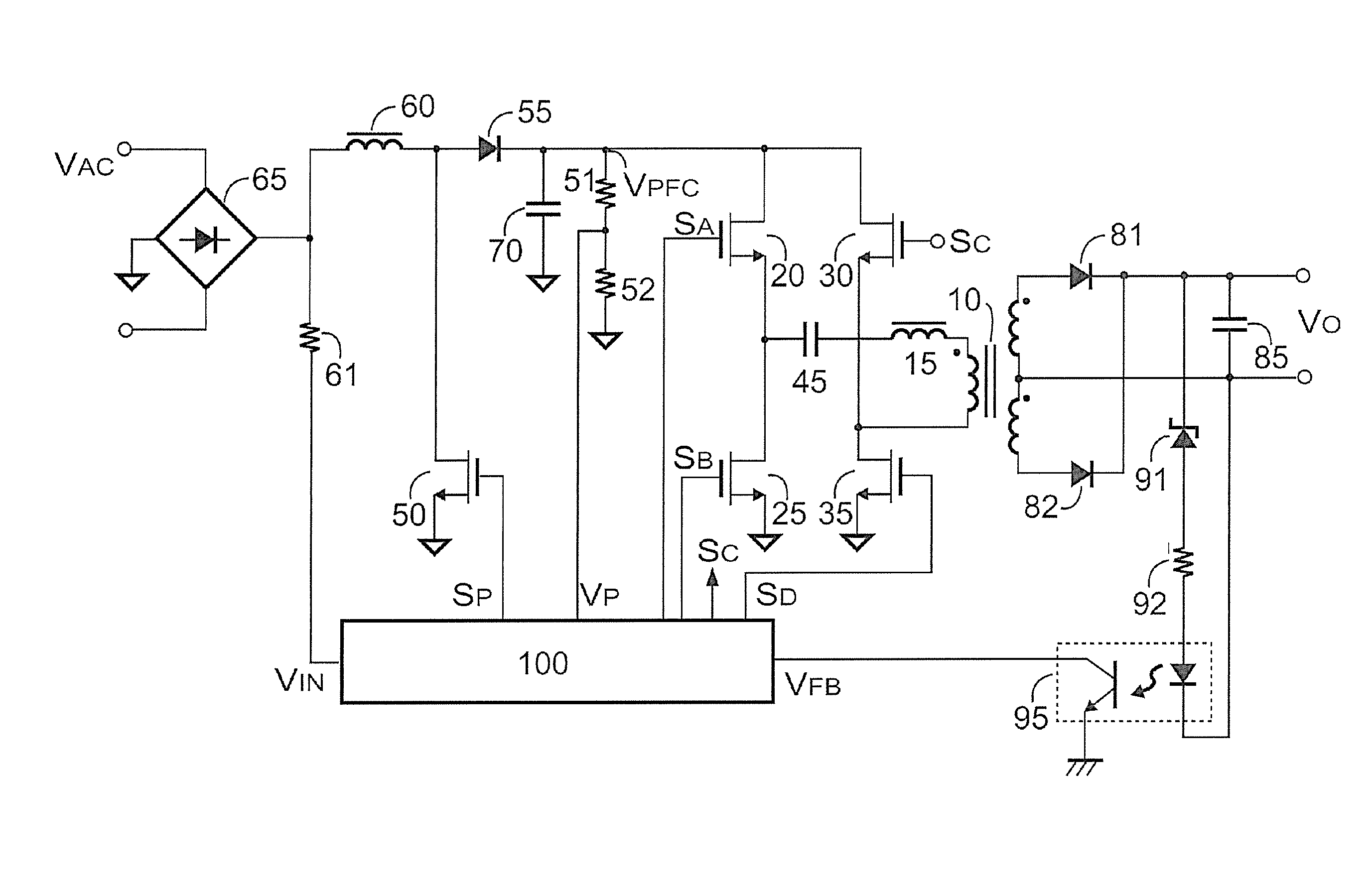 Resonant power converter with half bridge and full bridge operations and method for control thereof