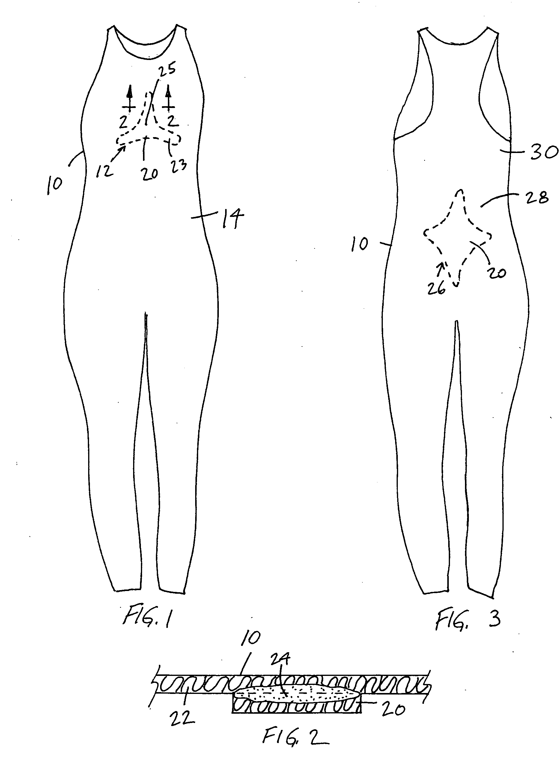 Article of apparel with areas of increased tension
