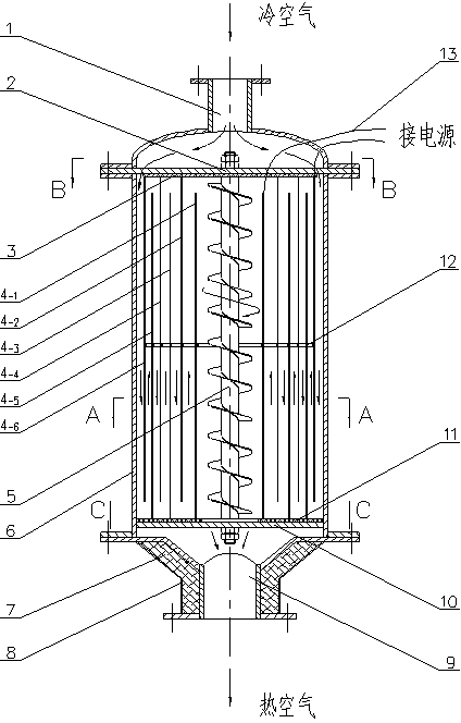 Sleeve-type electric heating device for high-temperature and high-pressure gas