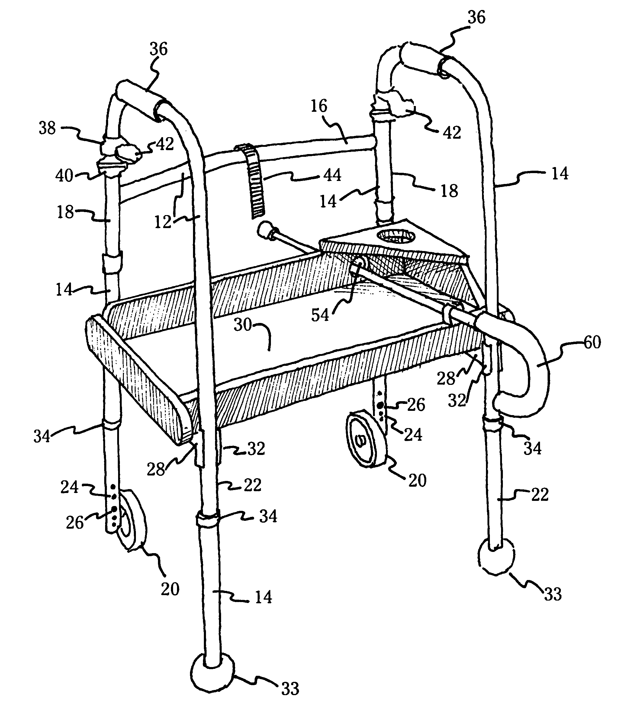 Walker with removable combined utility tray and seat