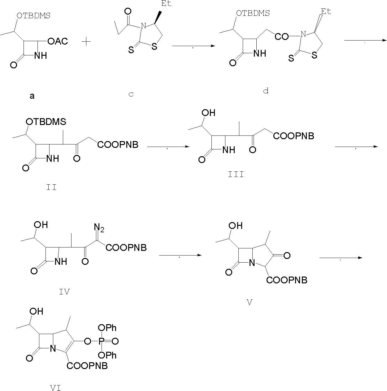 Method for preparing protected meropenem