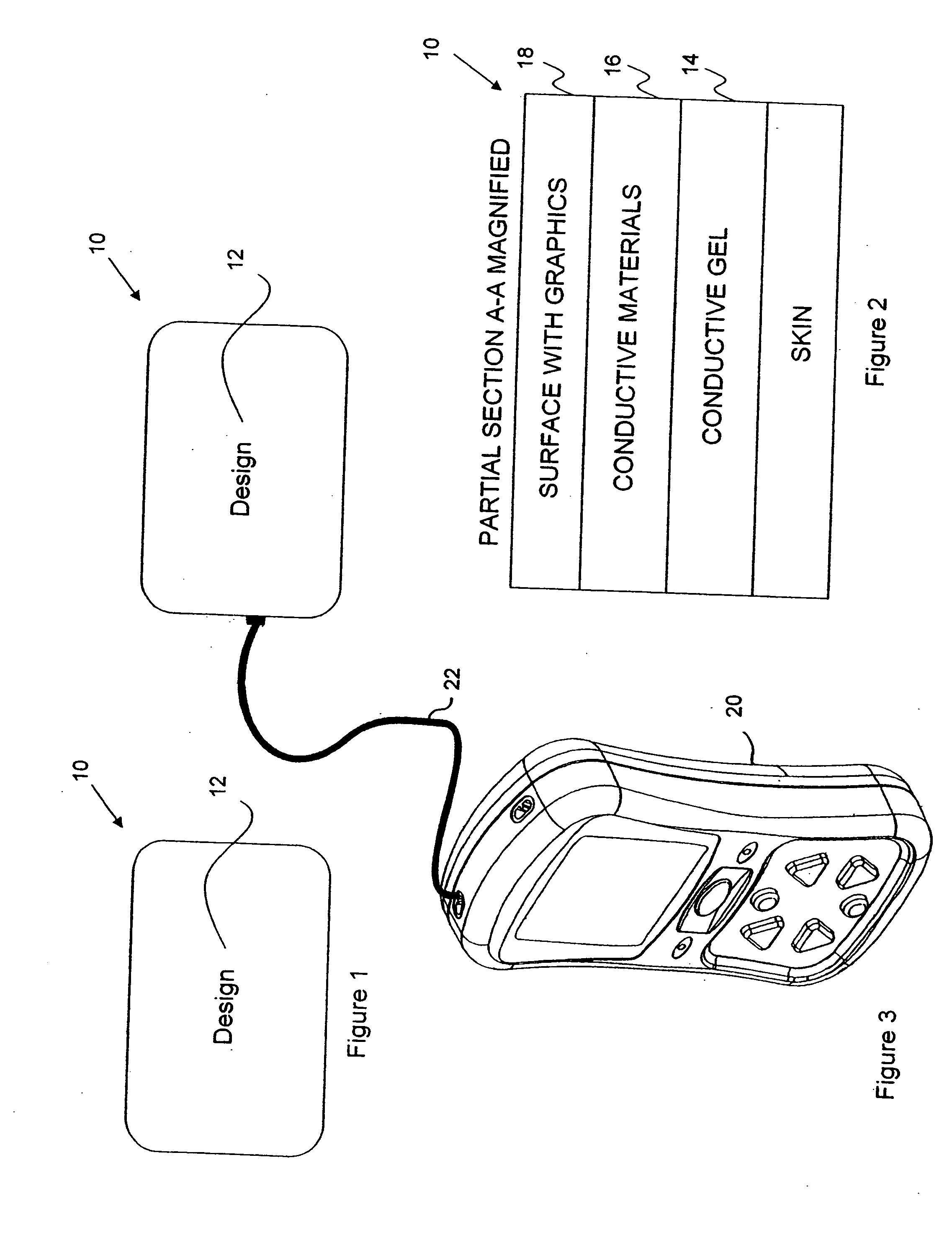 Skin electrodes with design thereon