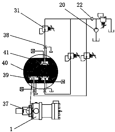 Hydraulic control system for hydraulic cylinder test bed with hydrostatic support of six oil pads