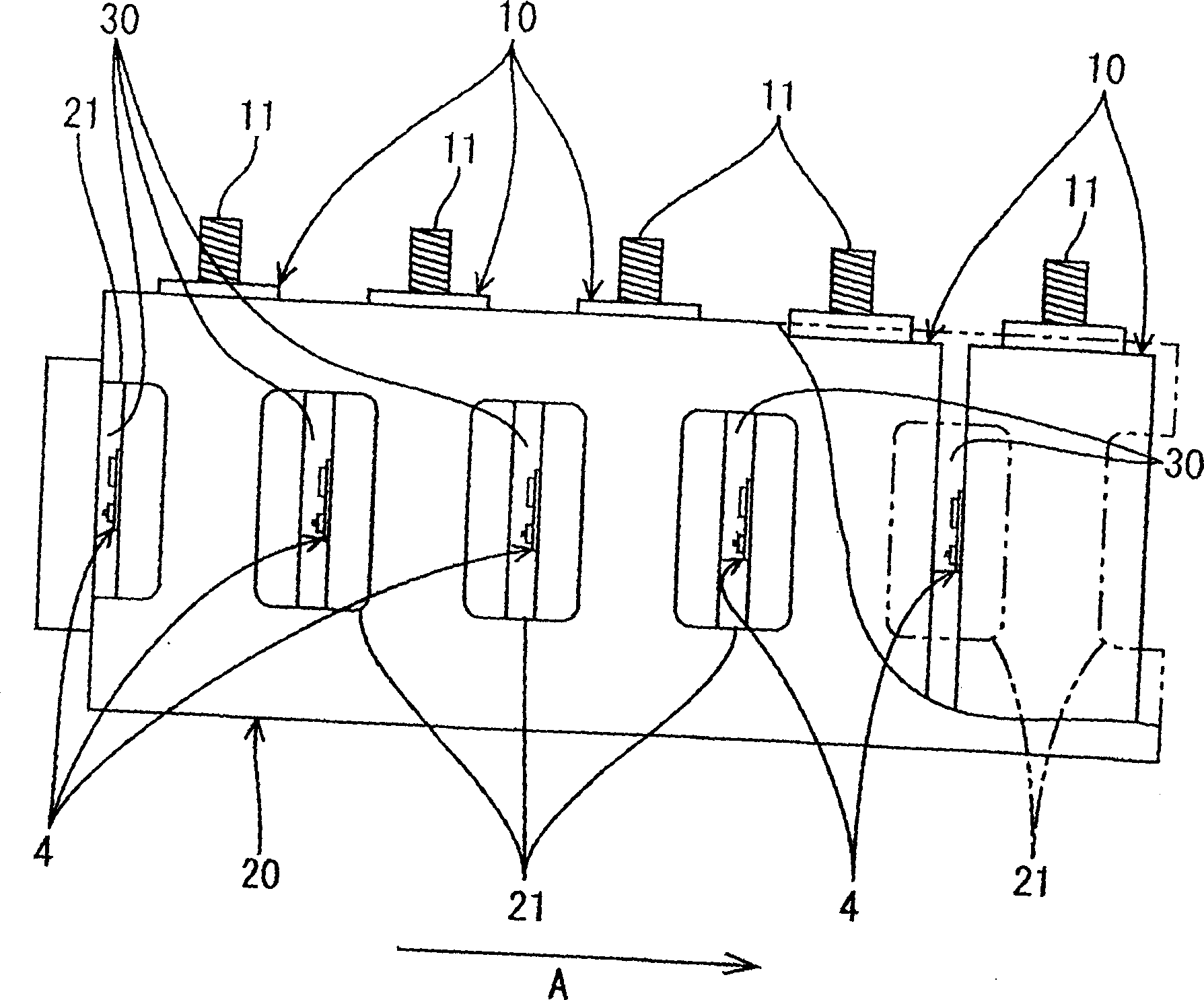 Combined battery device and power source appts. comprising it