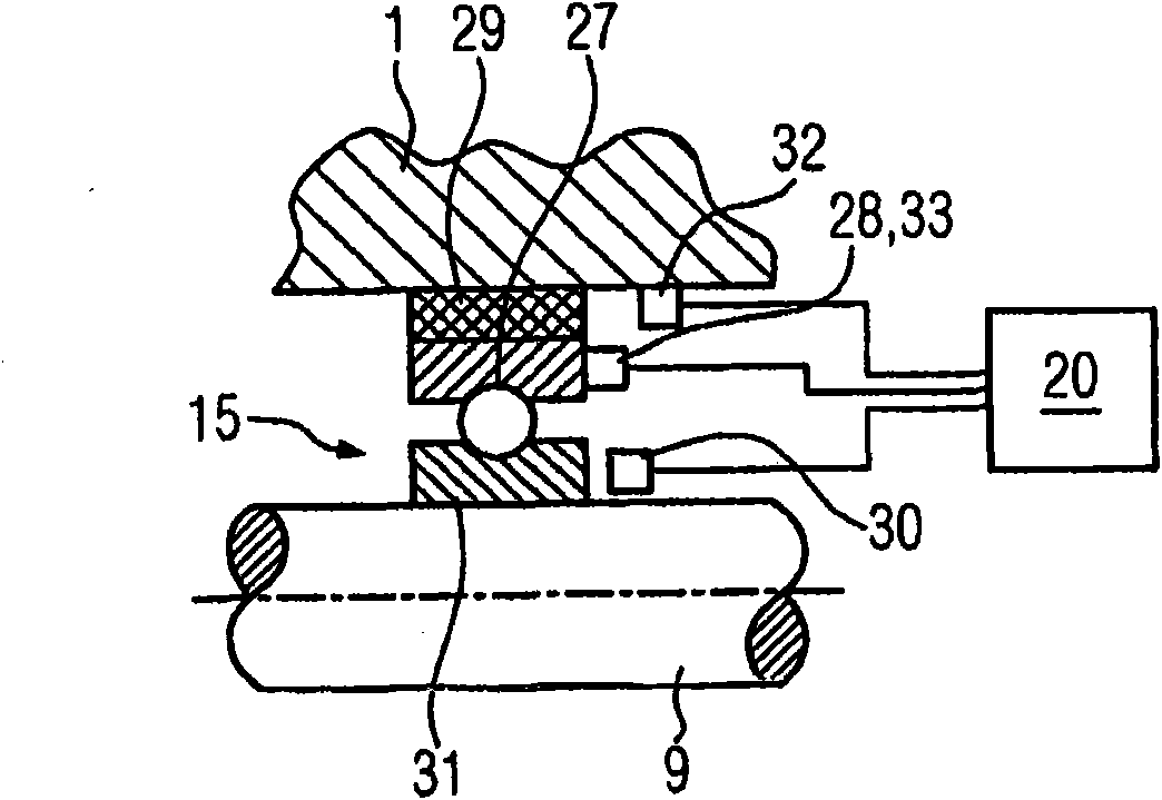 Rotary transducer with monitoring of the bearing wear and method therefor