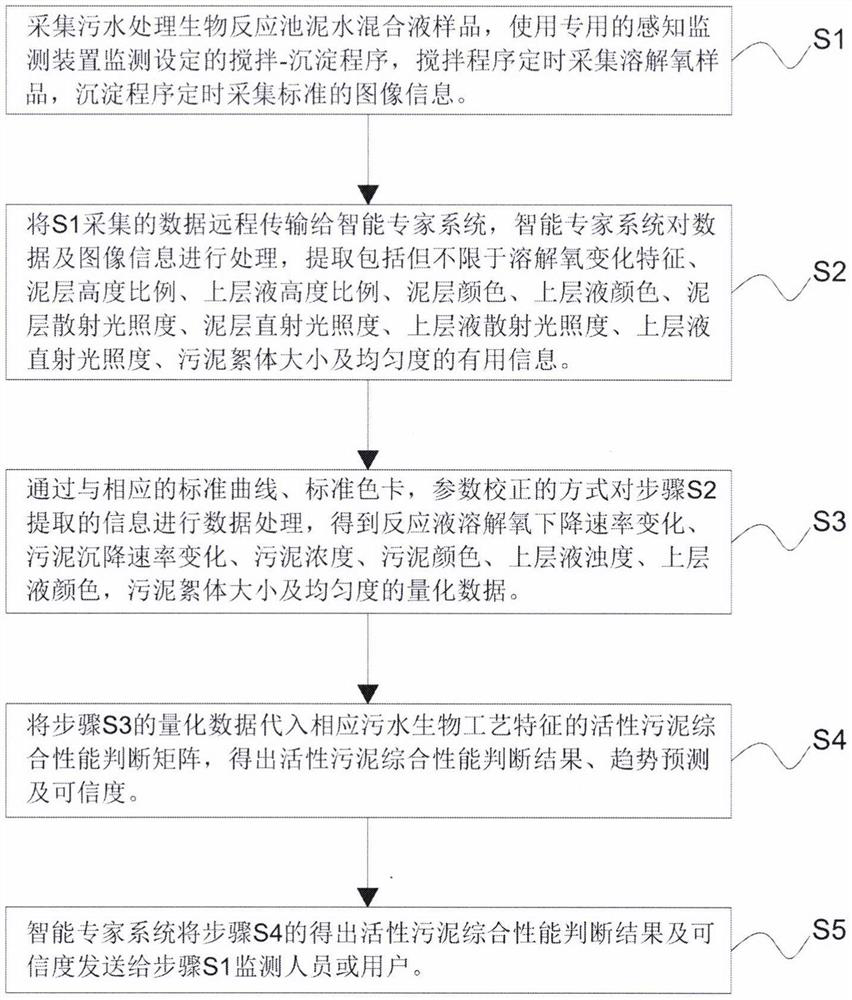 Intelligent monitoring technology and method for activated sludge applied to biological treatment of sewage