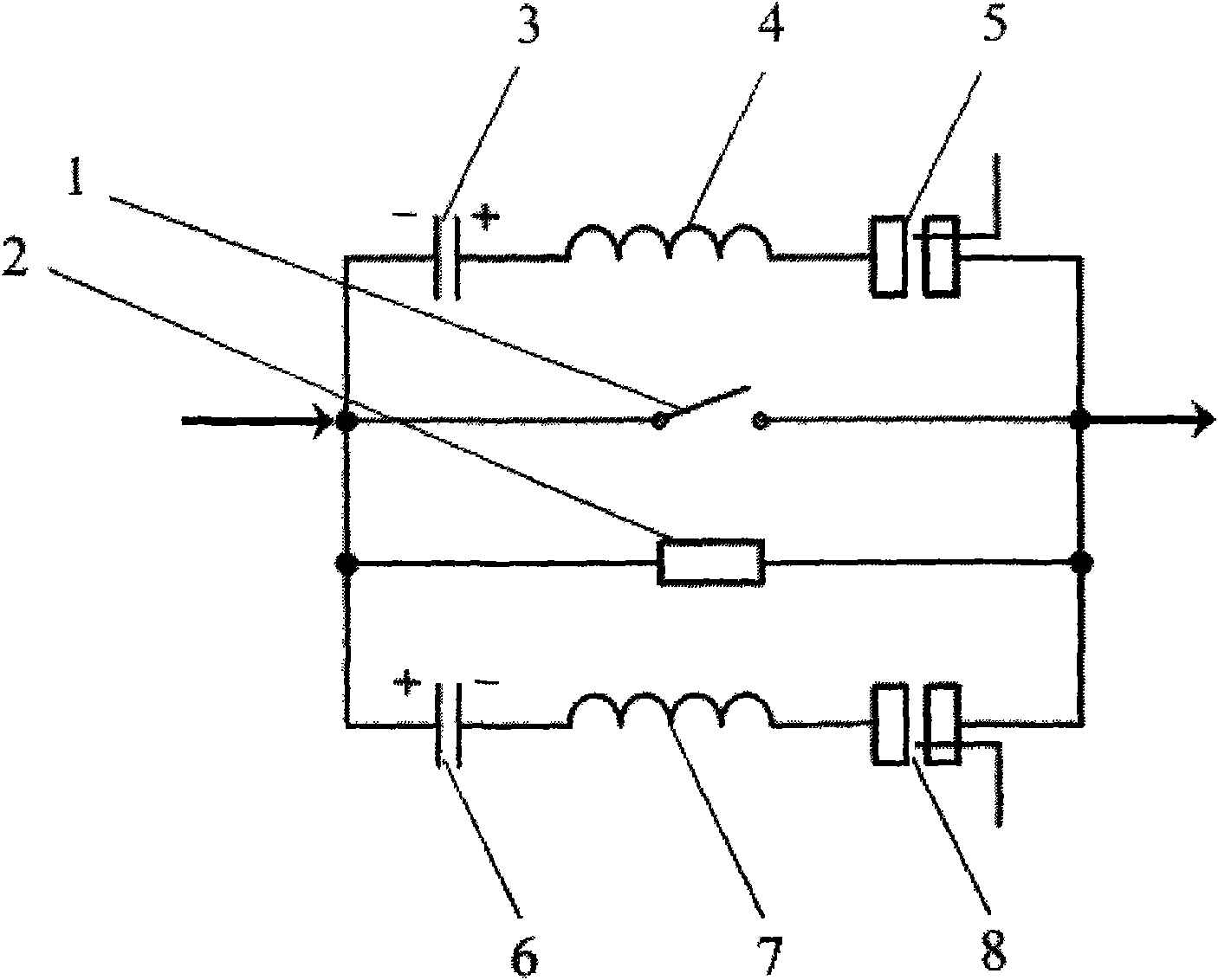 Fault current limiter based on fast switch and triggered vacuum switch