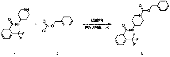 Synthesis method of nitrogen-(benzoxycarbonyl piperidine-4-yl)-2-(trifluoromethyl)benzamide