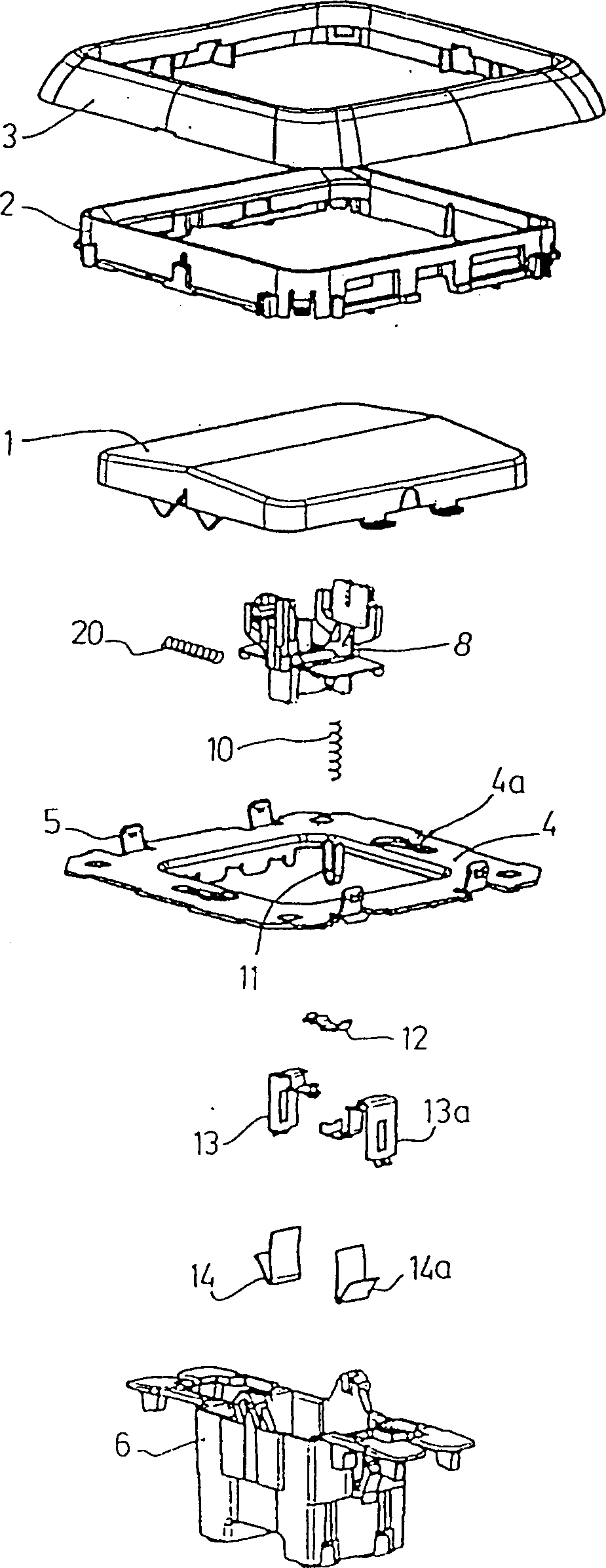 Improvement of electric mechanism internally fittd with toggle switch and for controlling low-voltage electric device
