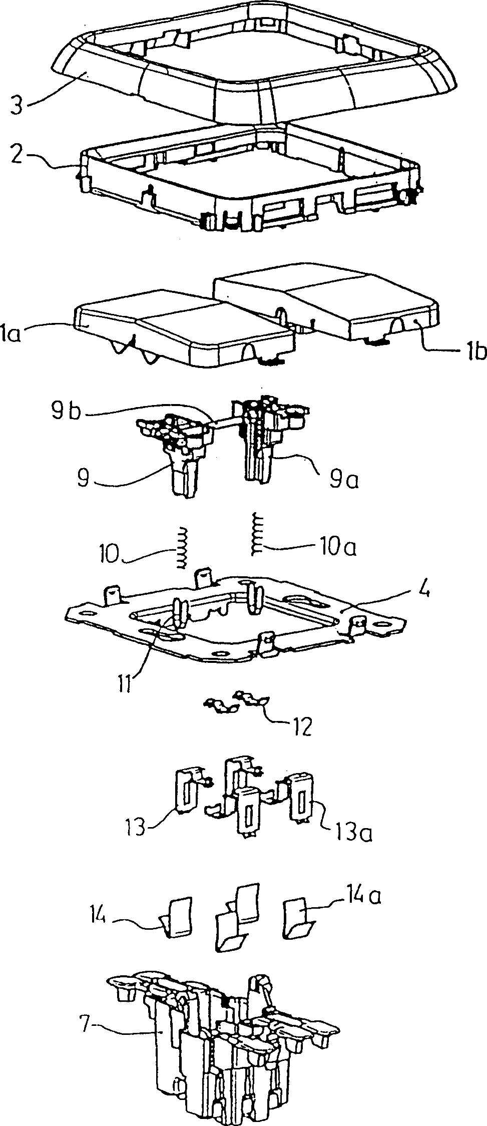 Improvement of electric mechanism internally fittd with toggle switch and for controlling low-voltage electric device