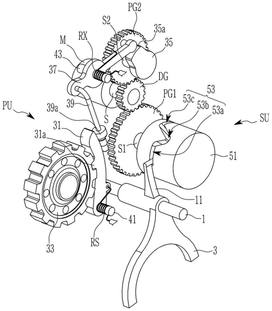 Shifting device for multi-speed transmission for electric vehicles
