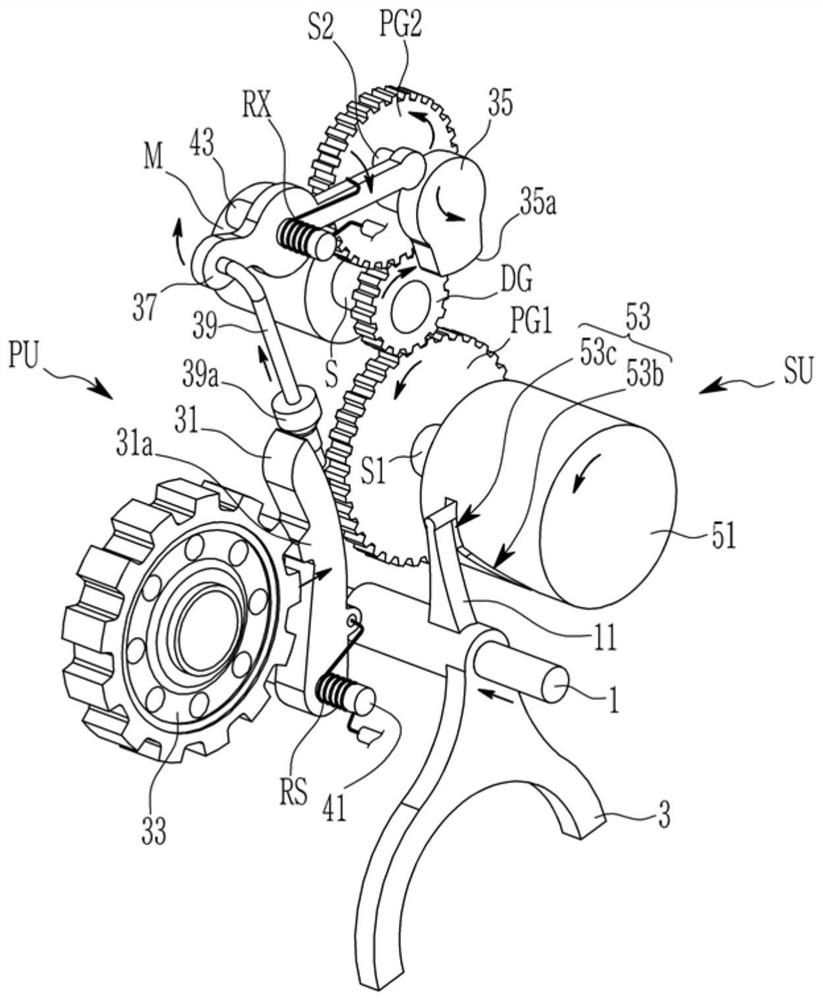 Shifting device for multi-speed transmission for electric vehicles