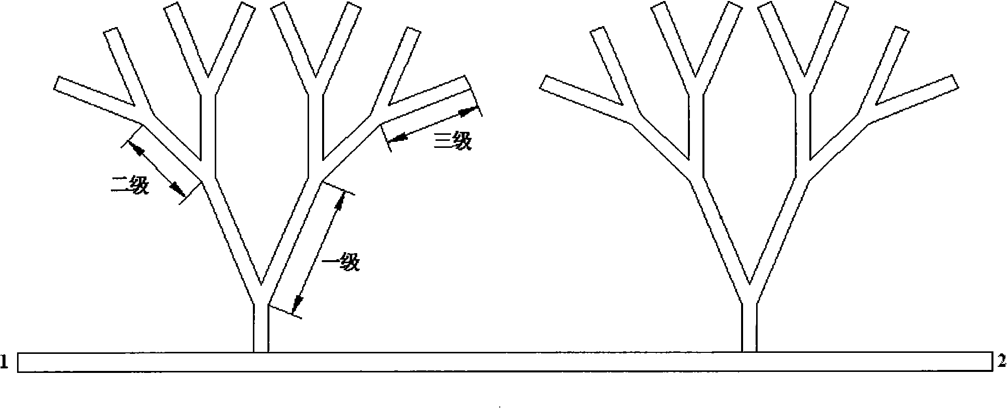 Microwave band-elimination filter based on tree shaped microstrip line construction