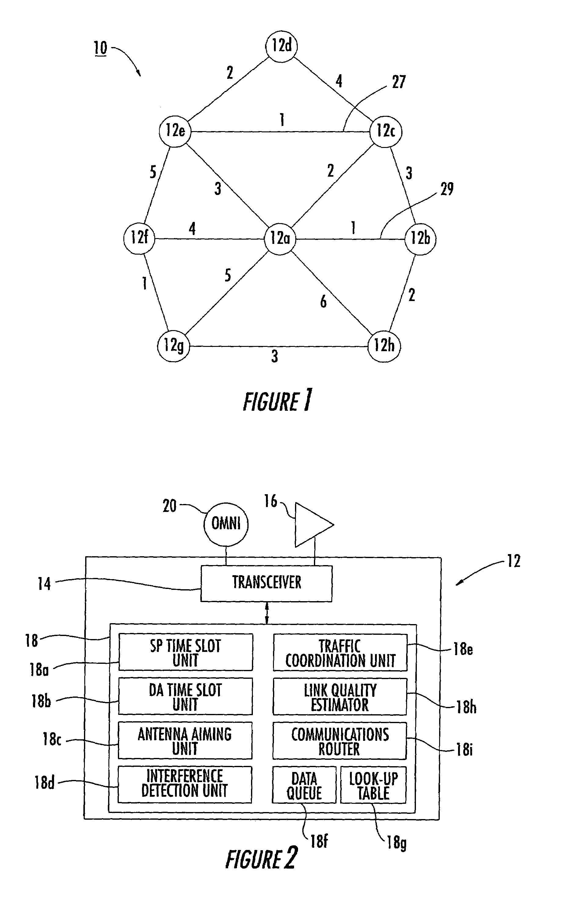 Wireless communication network including directional and omni-directional communication links and related methods