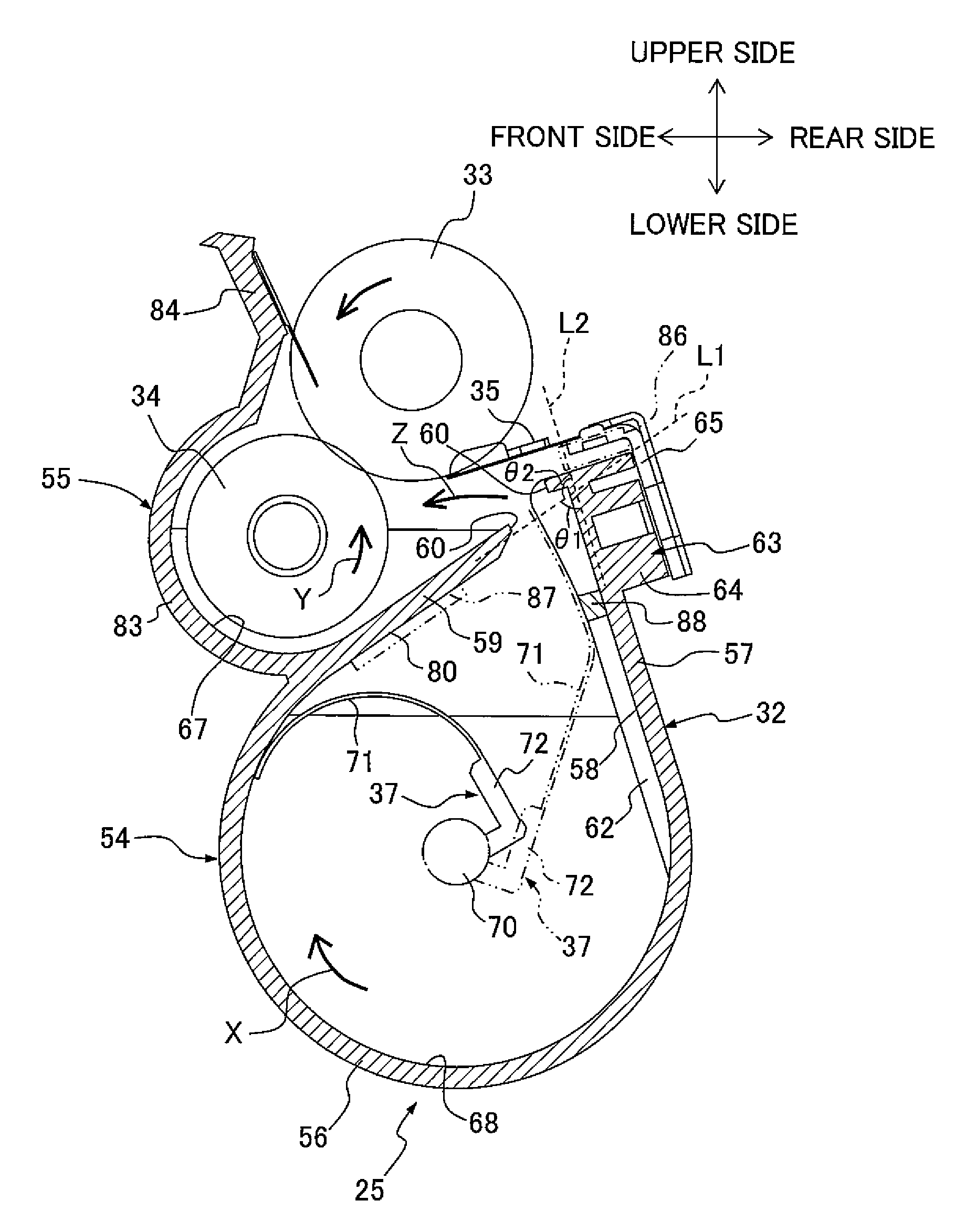 Developer container including an elastically deformable transporting member and image forming apparatus including the developer container