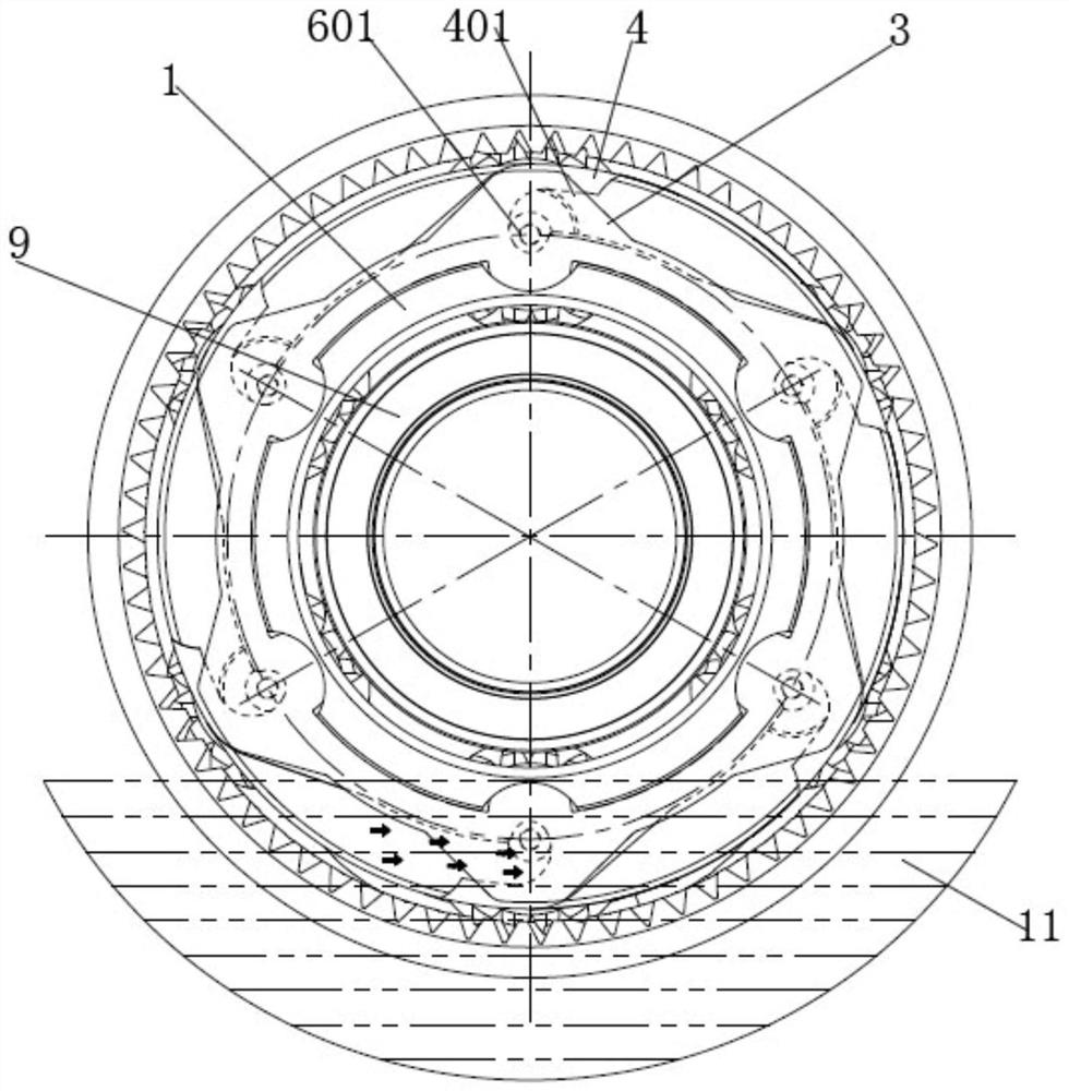A planetary gear train bearing lubrication structure