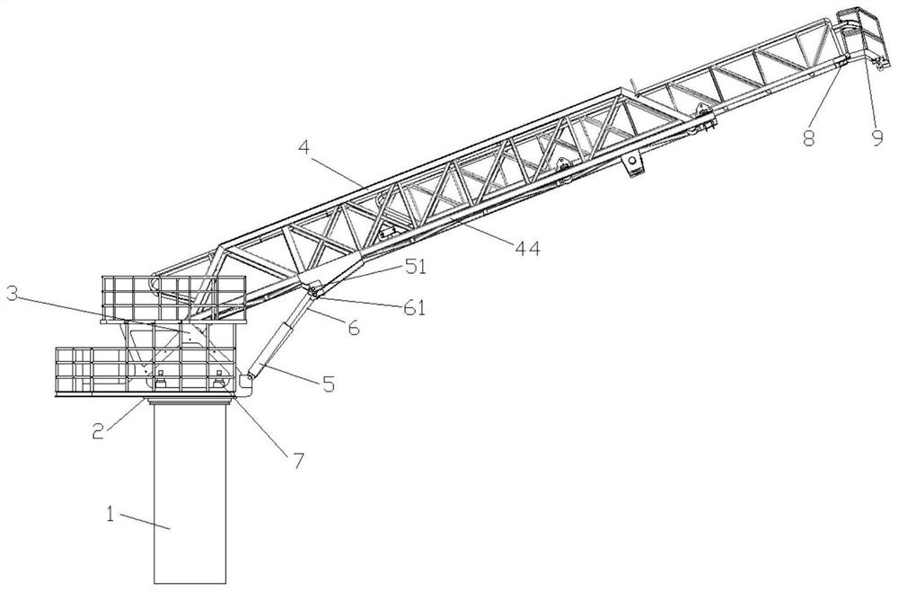 Wave compensation gangway ladder independently controlled by variable-amplitude oil cylinder