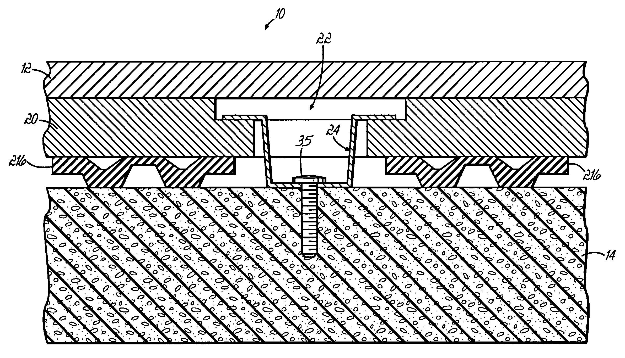 Panel-type subfloor assembly for anchored/resilient floor
