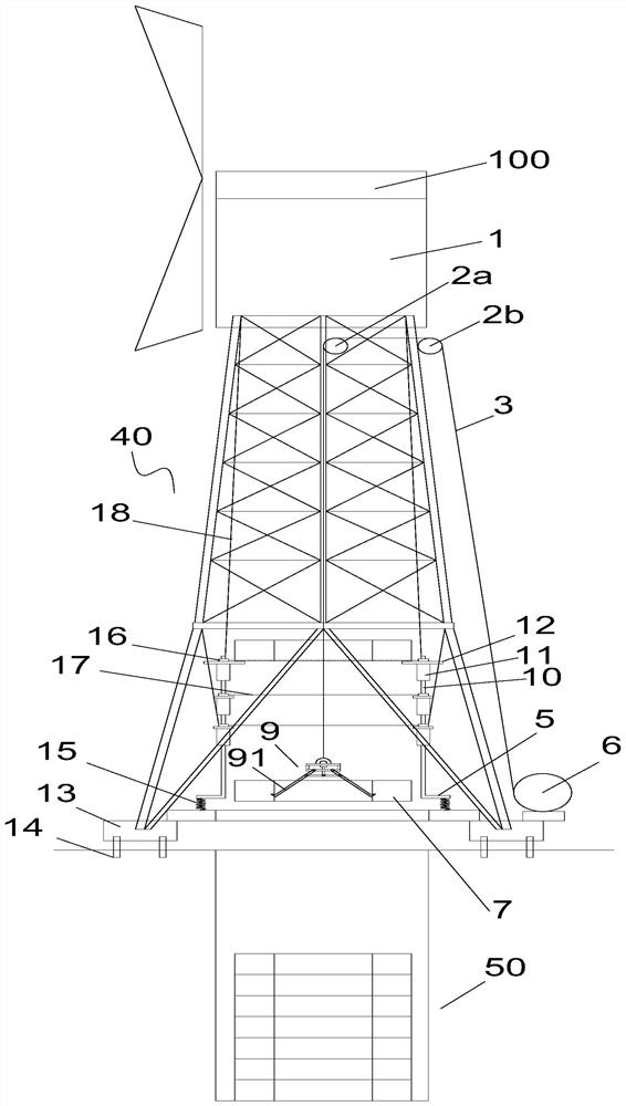 Gravity energy storage type wind power generation tower with segmented supporting mechanism