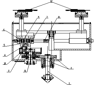 Quadratic element mechanical arm feeding-in-place buffer mechanism