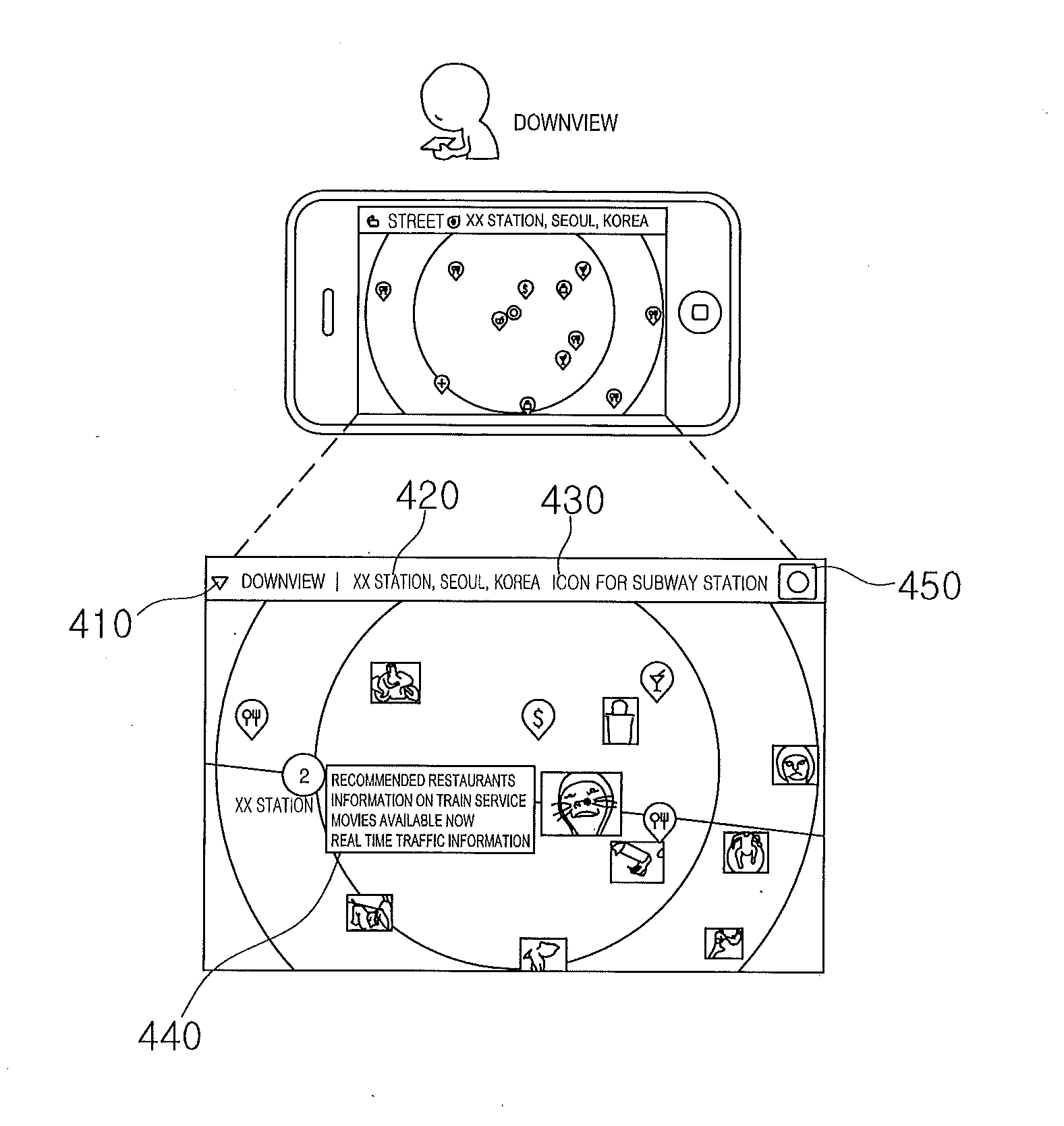 Method and terminal for providing different image information in accordance with the angle of a terminal, and computer-readable recording medium