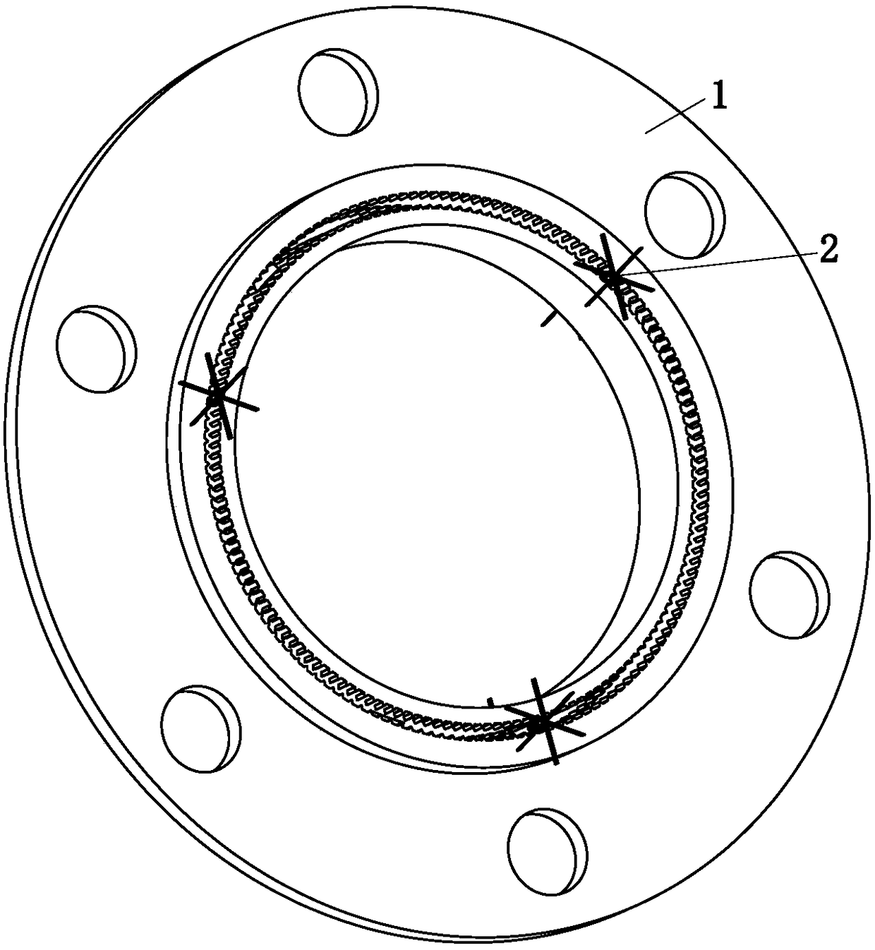A self-cleaning oil pipeline connection flange