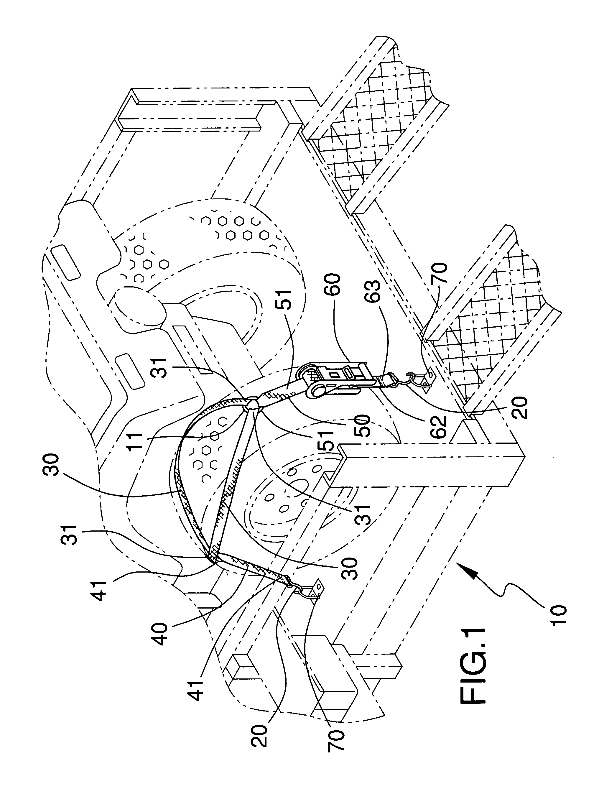 Adjustable tire tie-down apparatus