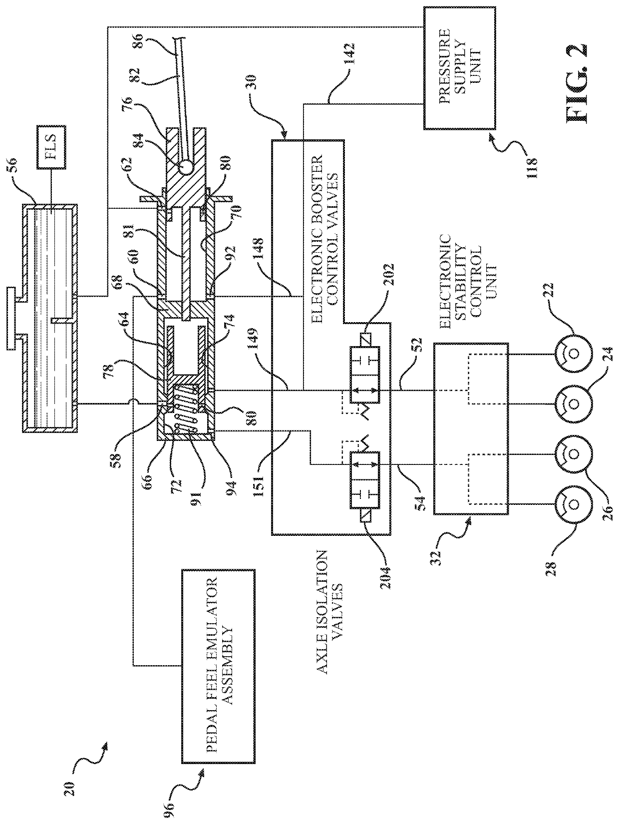 Electro-hydraulic brake system including isolation valves