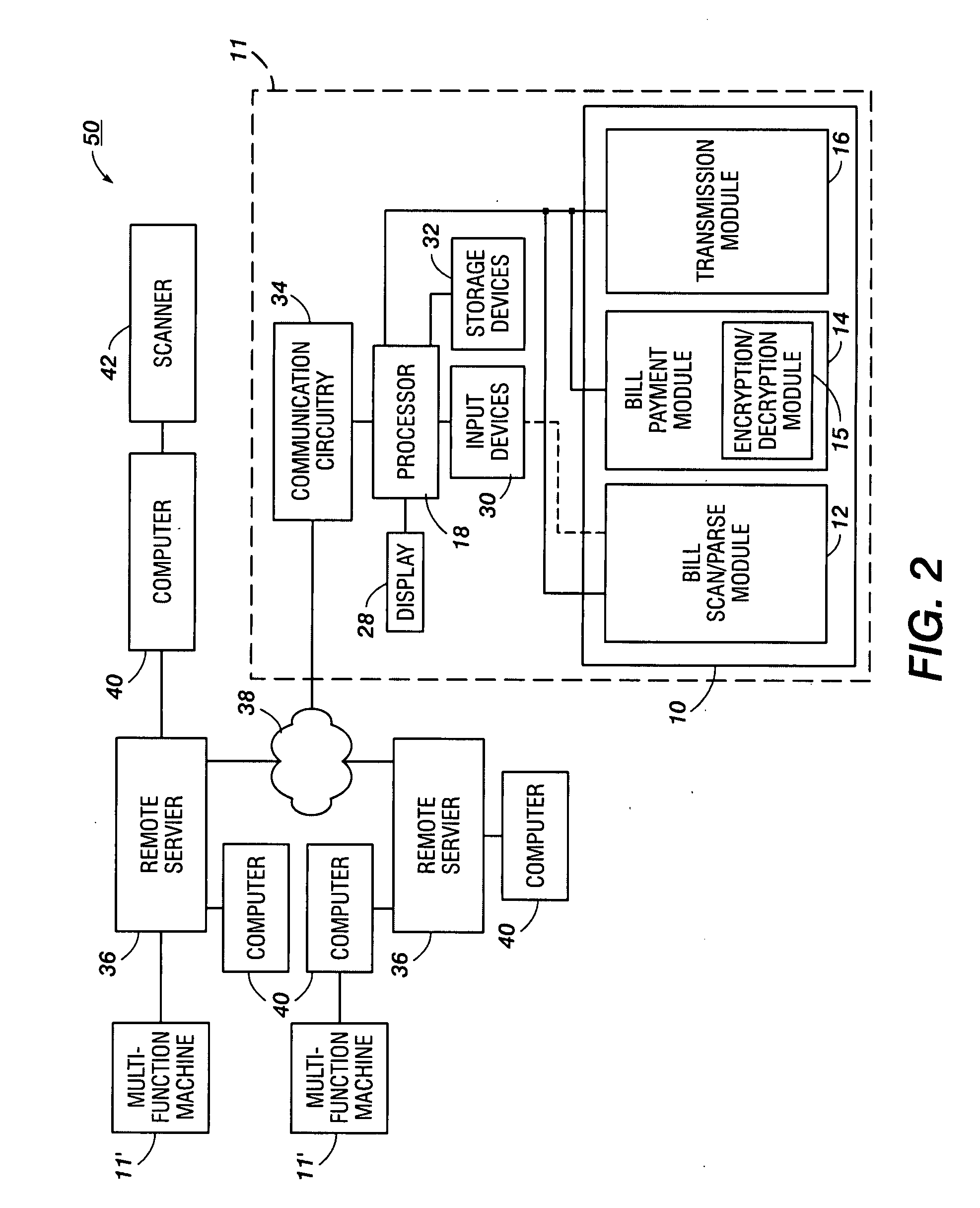 Optical character reading machine having bill payment capability