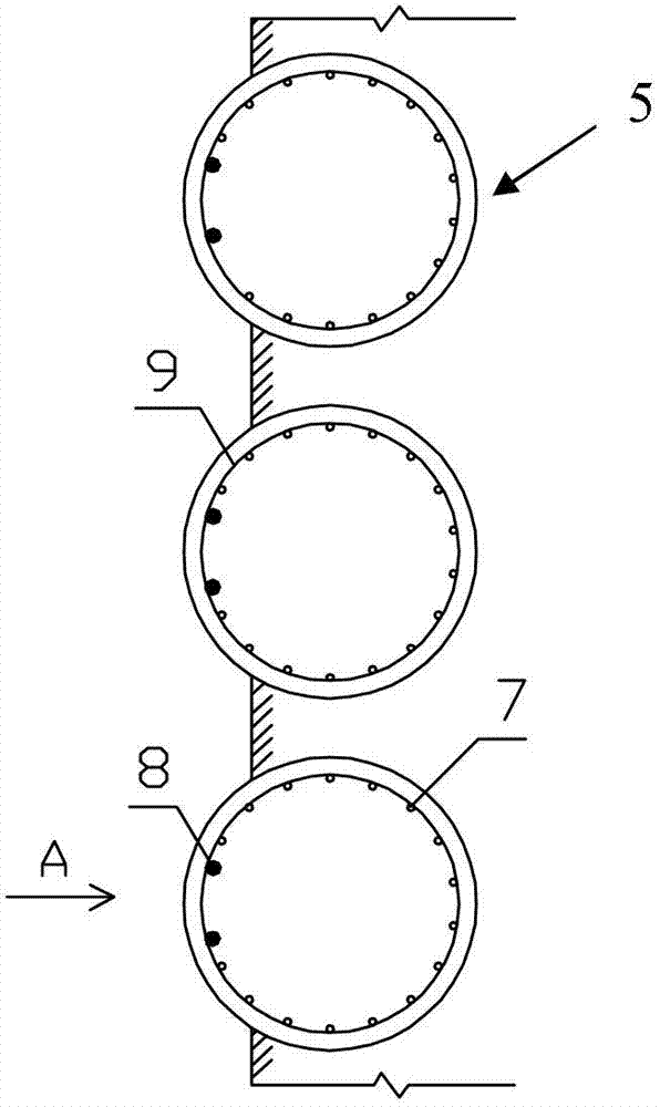 Foundation pit containment structure with prestress ribs on vertical soil-retaining structure and construction method