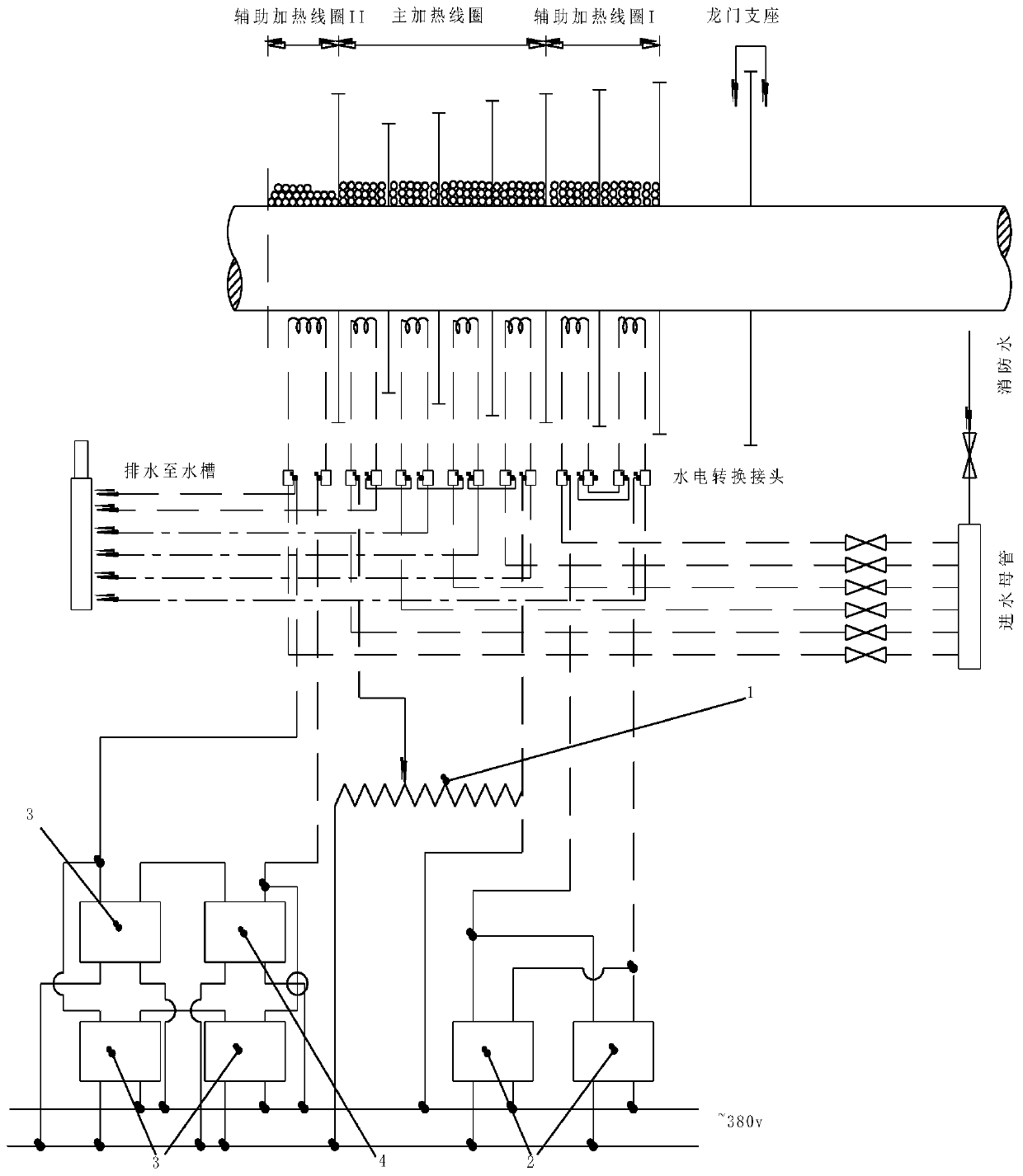 Relaxation method straight shaft water cooling type heating device