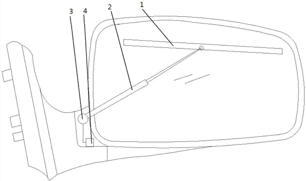 Automobile rearview mirror windscreen wiper capable of being stored