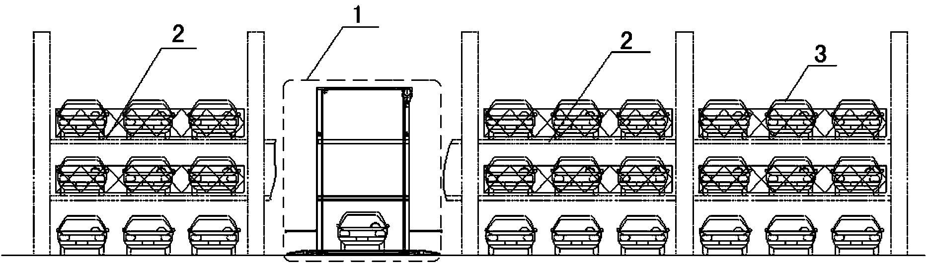 Parallel type vehicle carrying robot and parking equipment