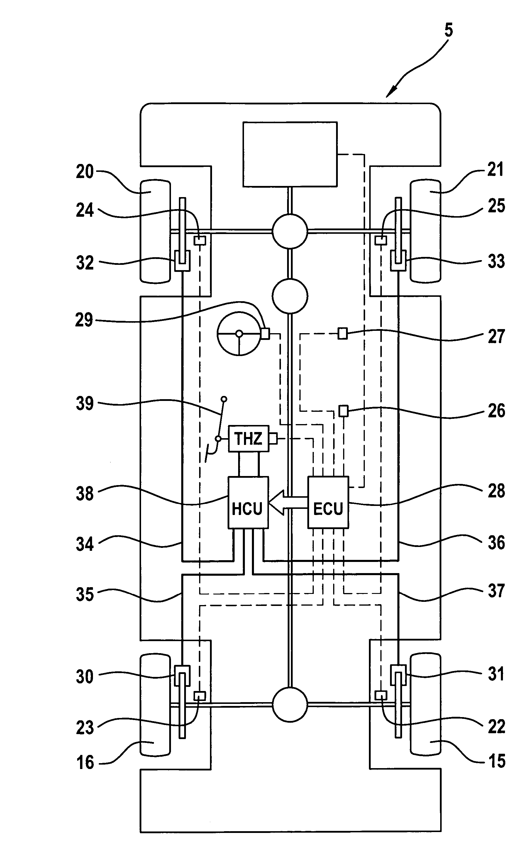 Method and system for stabilizing a vehicle combination