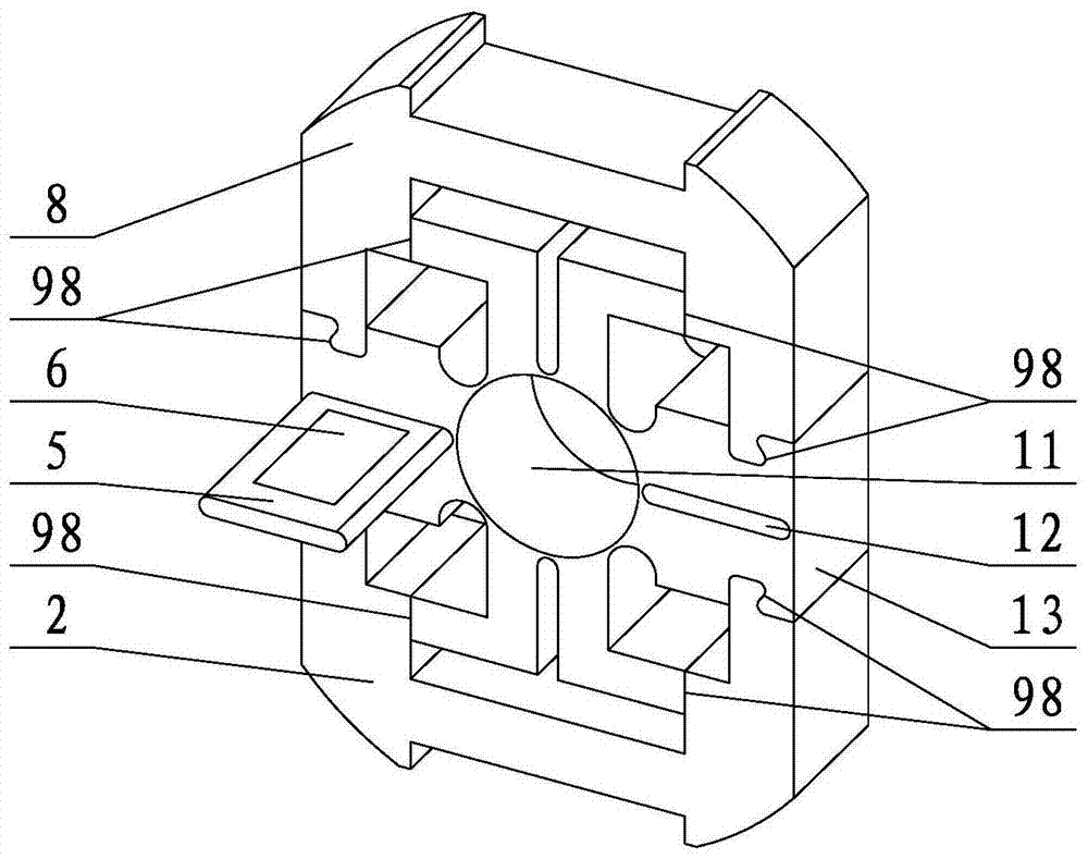 Quadrupole four-winding capacitor phase-shifting motor stator