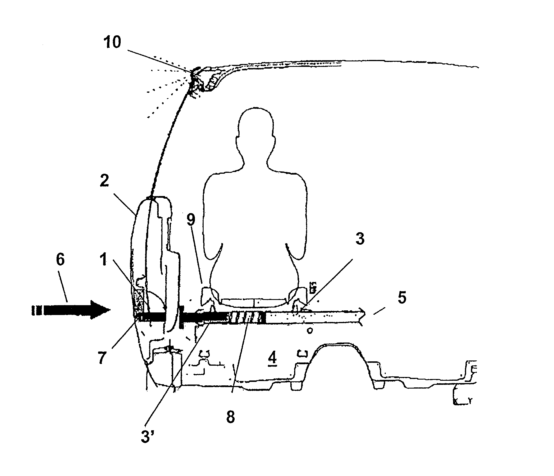 Device for a motor vehicle for protecting vehicle occupants when there is an impact of energy directed at a motor vehicle door due to a collision