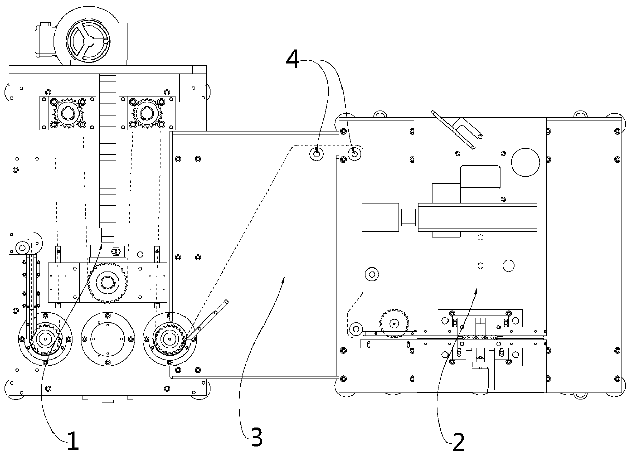 Two-row chain pre-pull and joint dismantling device
