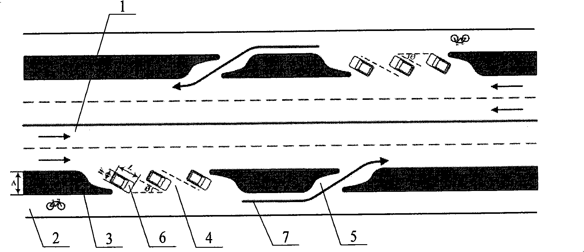 Control method for setting temporary stop area for automobile by vehicle-bicycle separation zone
