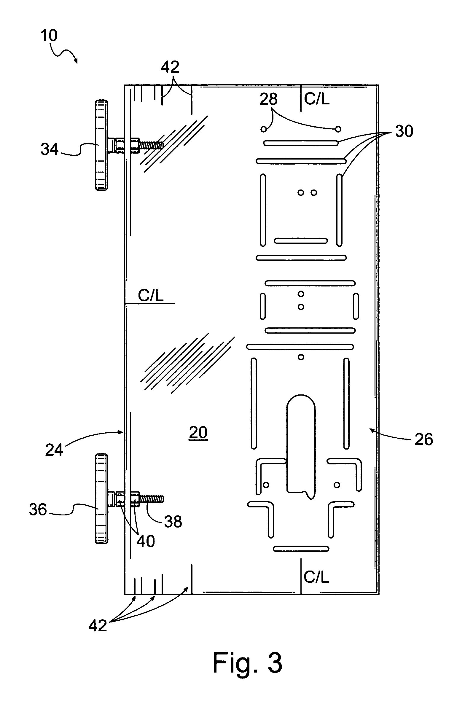 Template for fitting exit hardware on a door