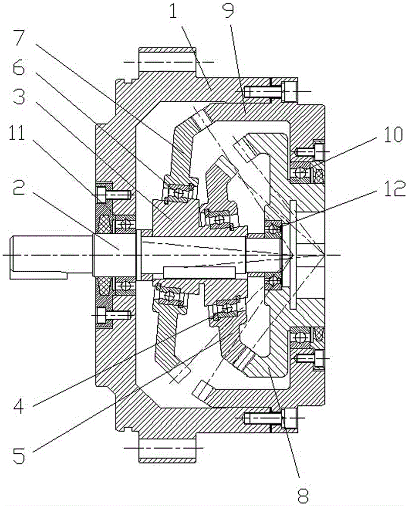 Bilateral two-stage internal engagement biarc bevel gear nutation speed reducer and working method