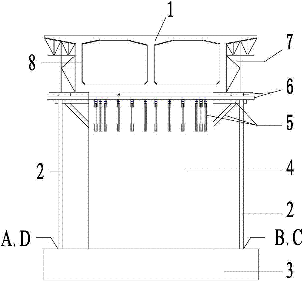 Bracket for construction of zero-block with over-width and low-pier box beam and construction method
