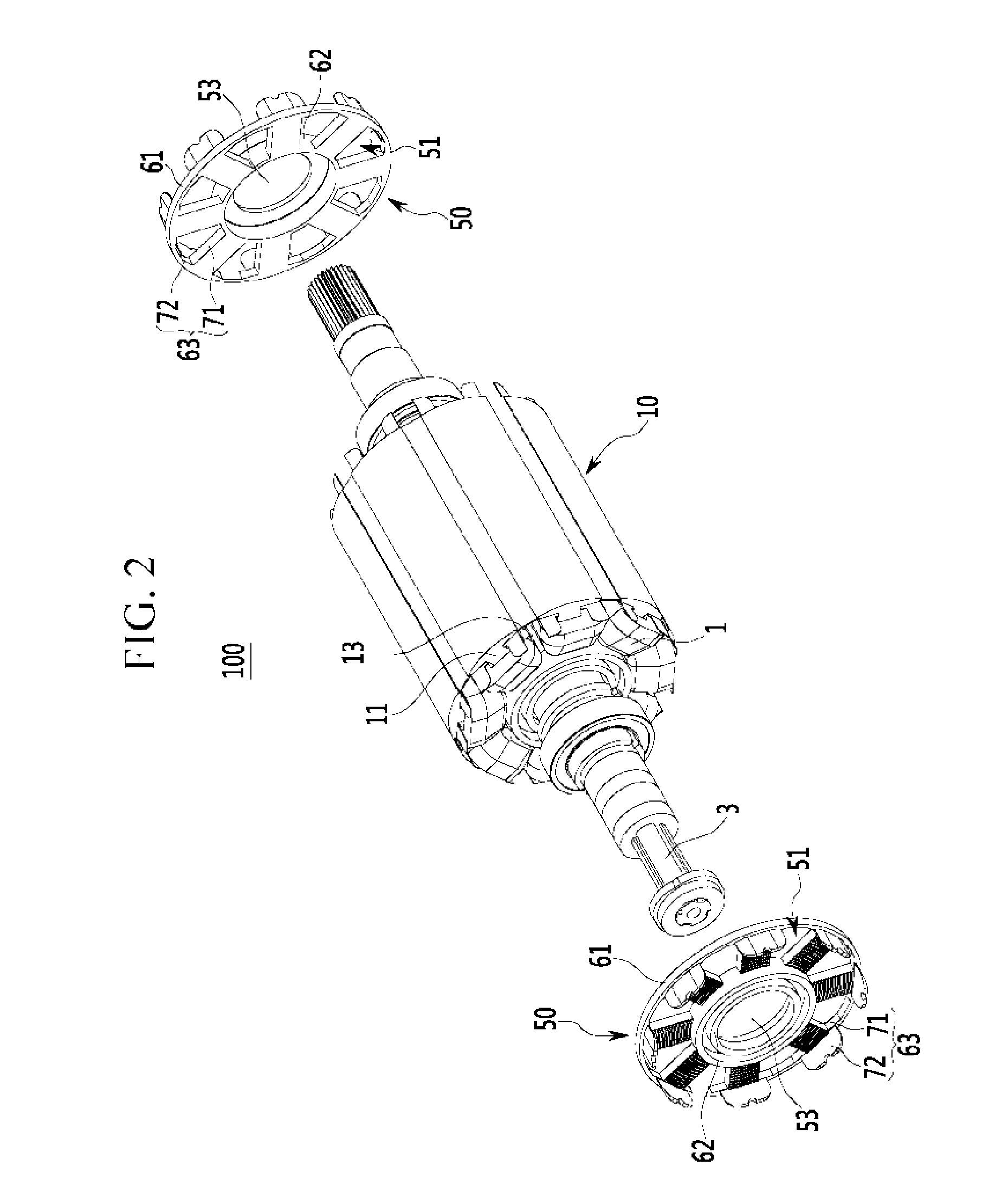 Rotor structure of wound rotor driving motor