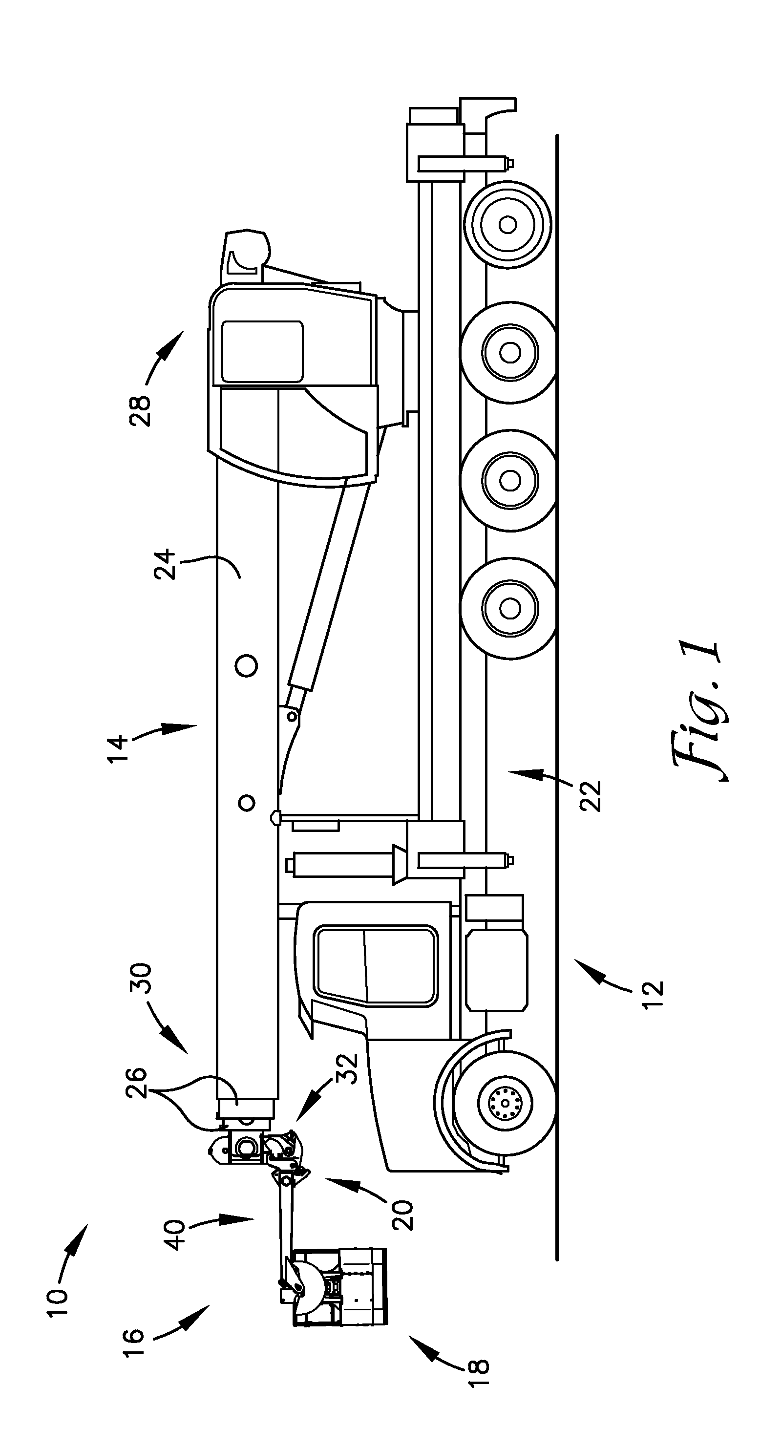 Aerial device with quick-coupling implement