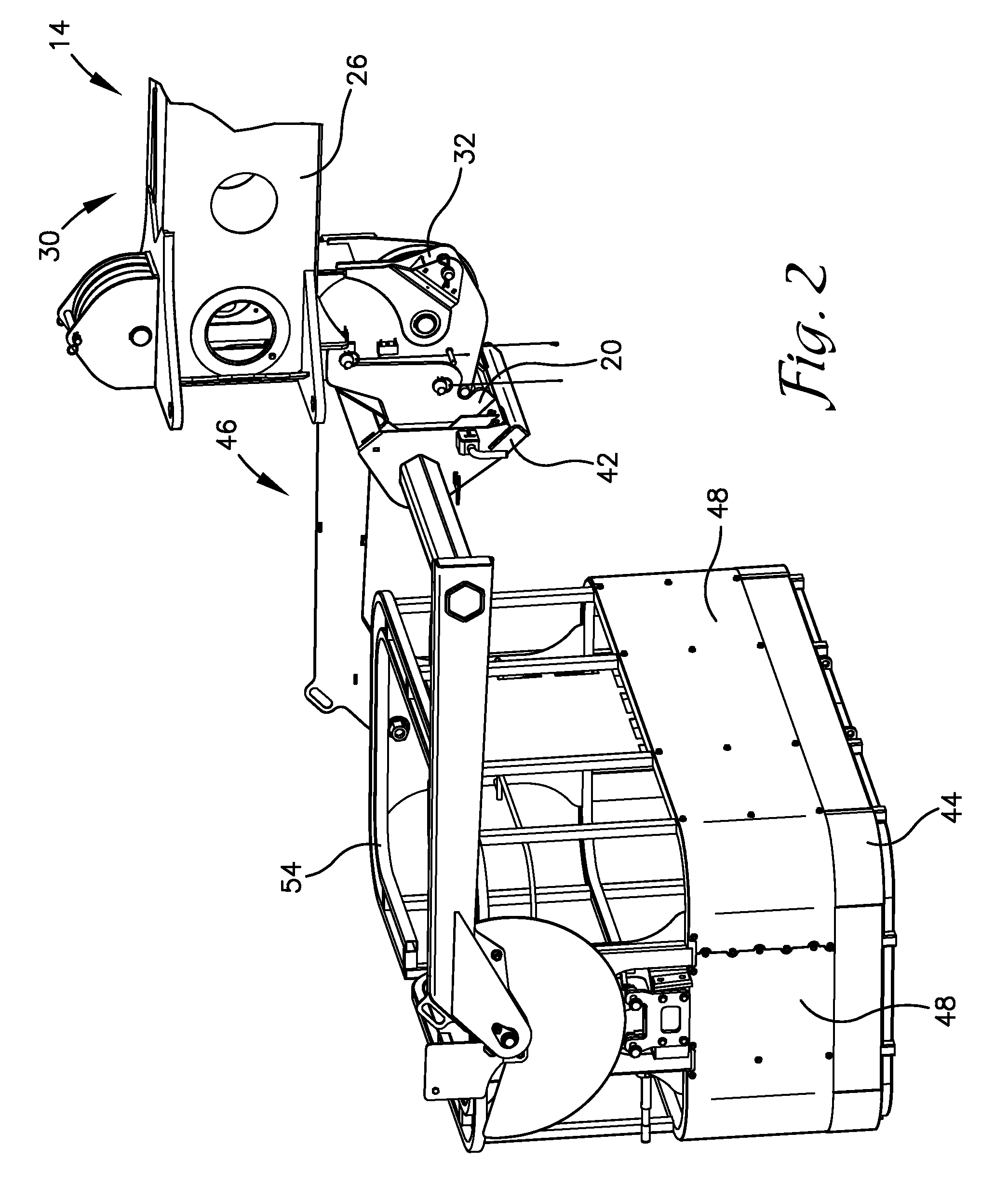 Aerial device with quick-coupling implement