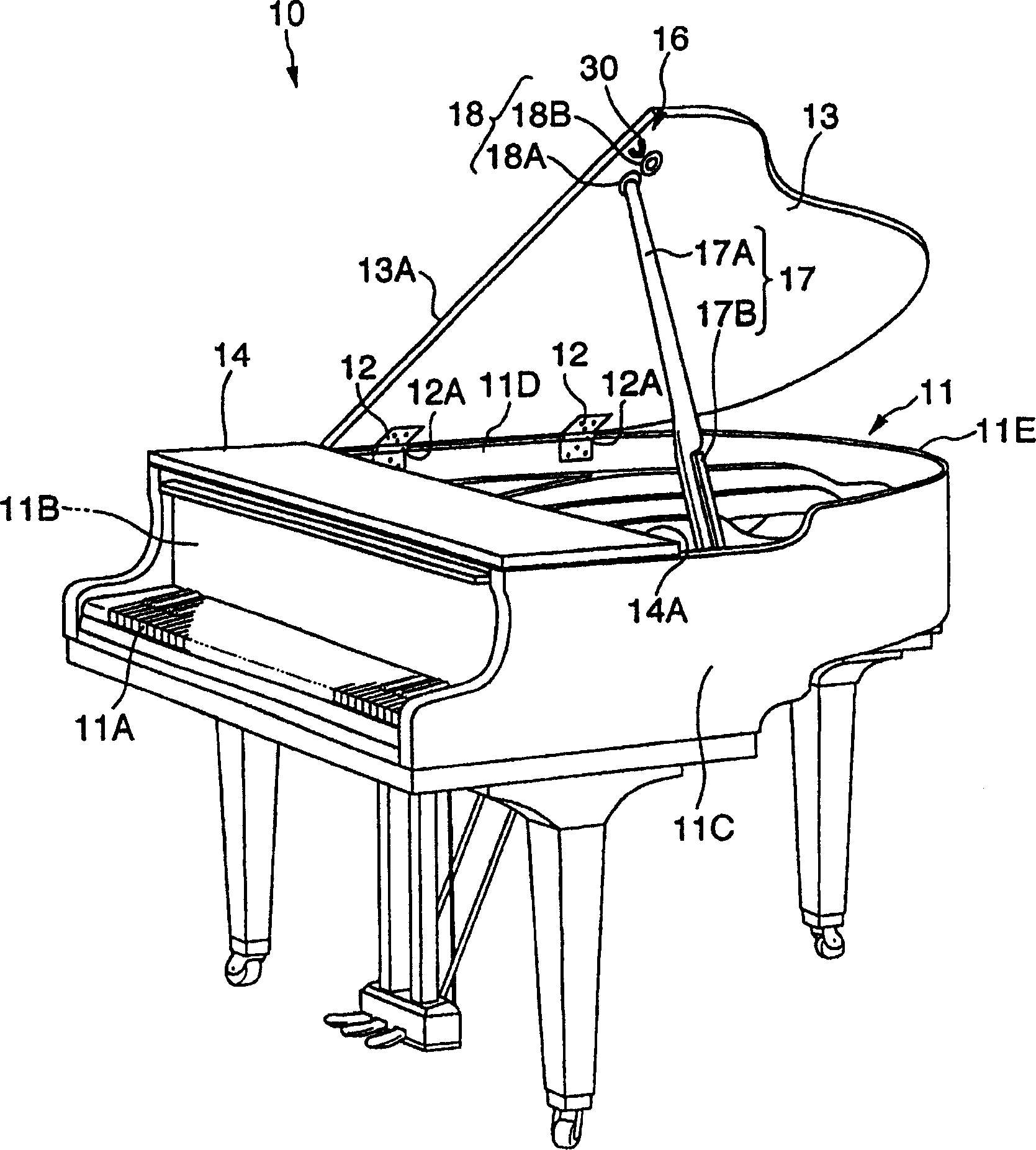 Top cover structure of keyboard musical instrument
